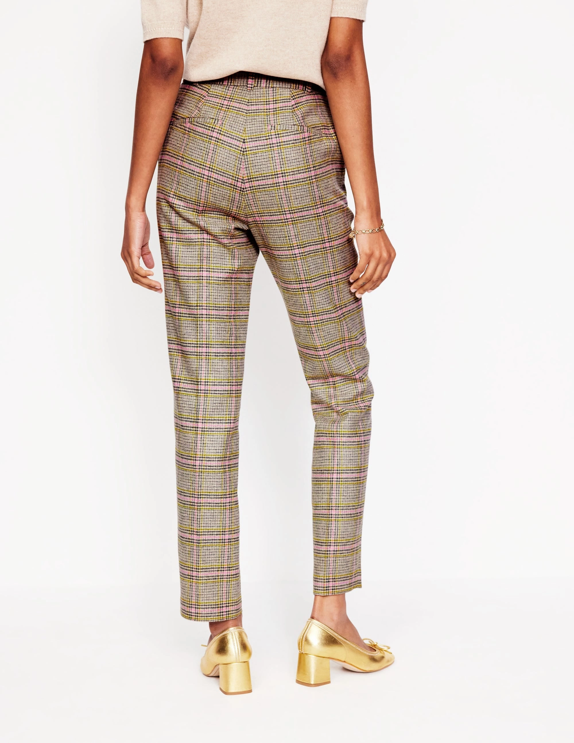 Durable Material Kew Wool Blend Trousers-Prince of Wales Check