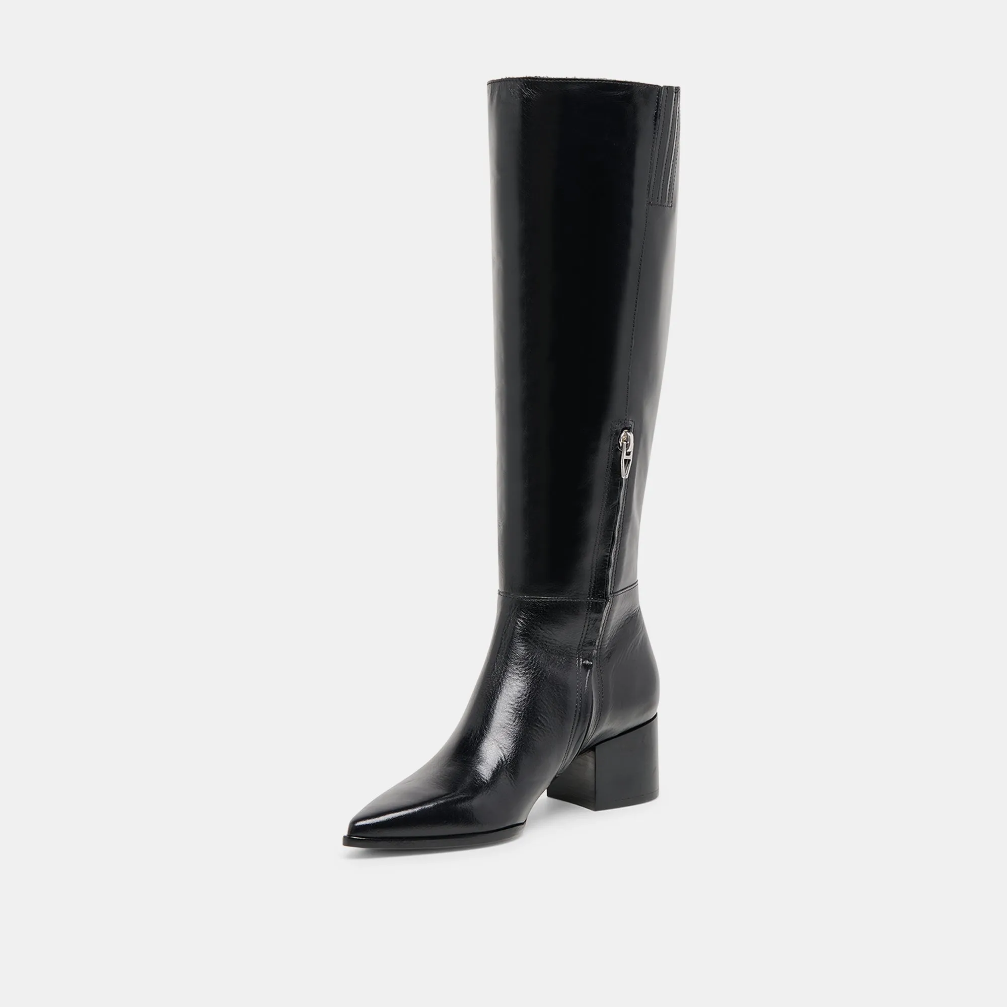 KIRSON WIDE CALF BOOTS BLACK LEATHER Country Side Pressure Relief Zones