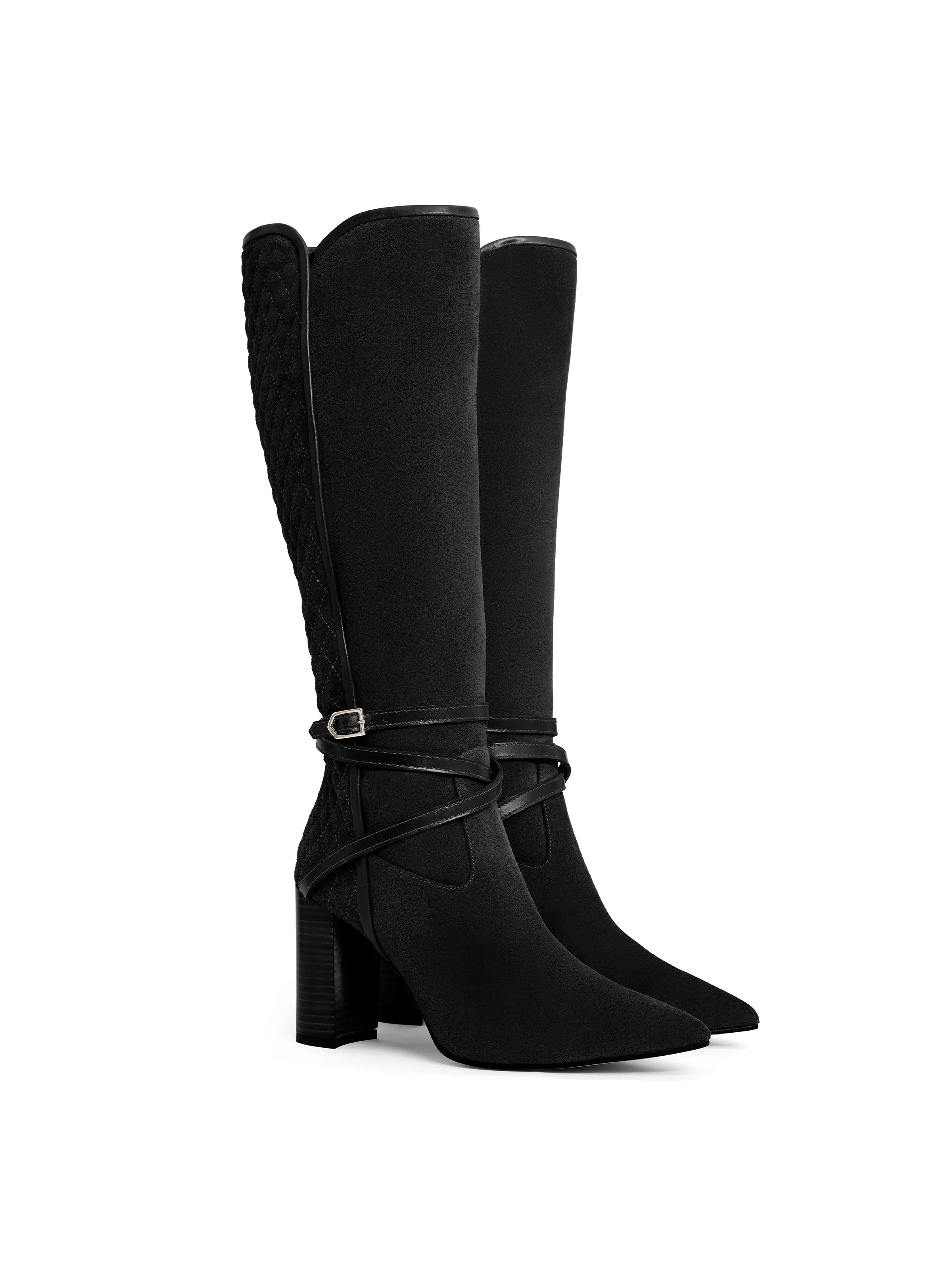 Knee High Chiswick - Black Suede Groom Traction Grip