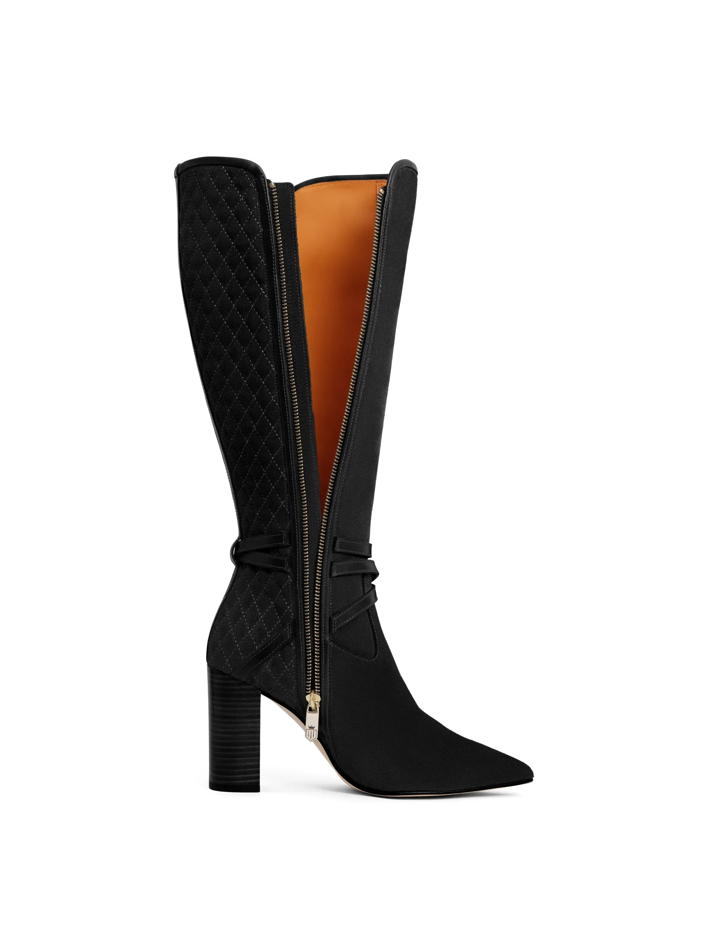 Knee High Chiswick - Black Suede Olive Tone