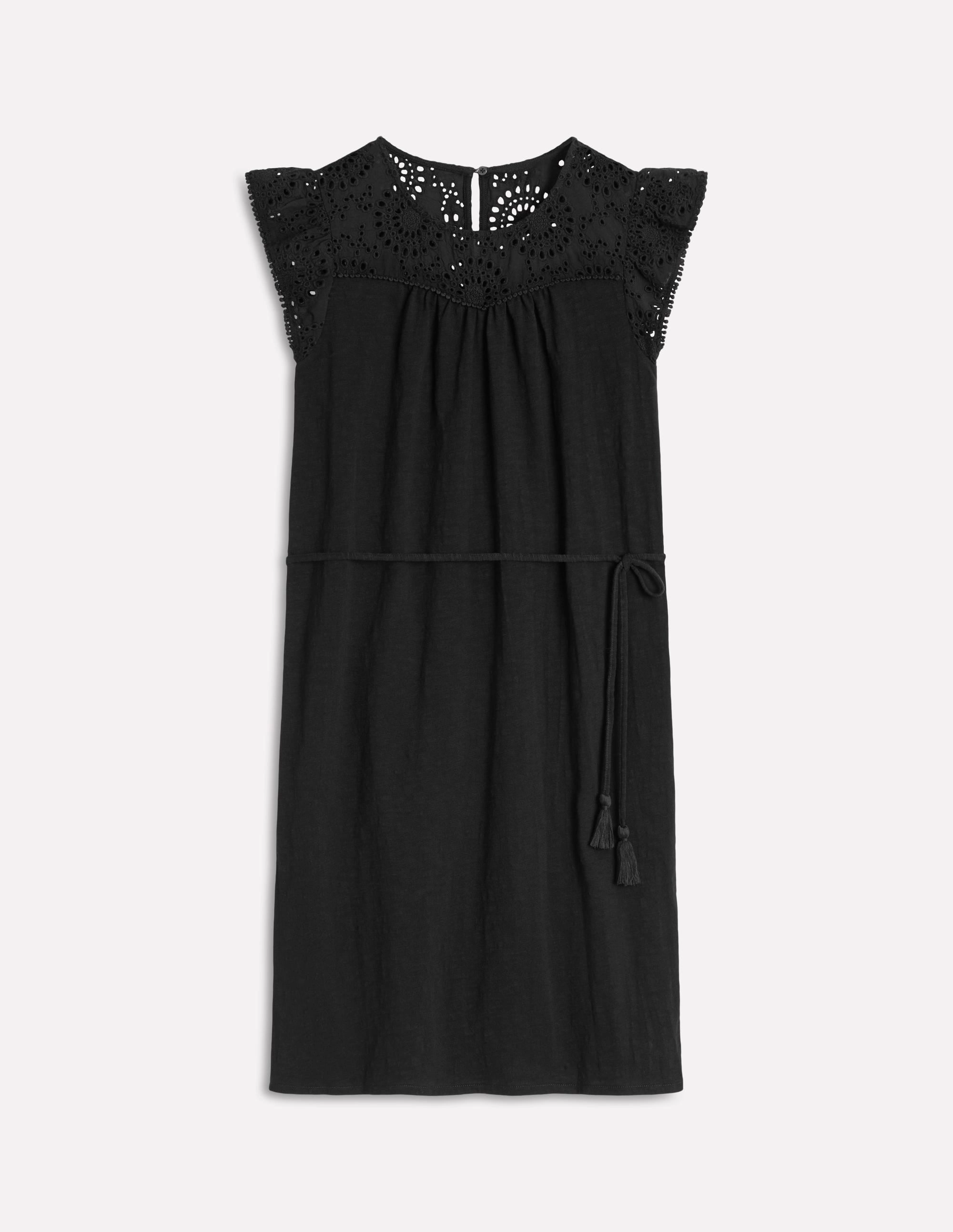 Juliet Broderie Short Dress-Black Refined Cut Fashionable Wear