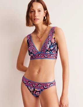 Classic Bikini Bottoms-Mandarin Red, Botanical Sprig anti slip grip Ergonomic Cut