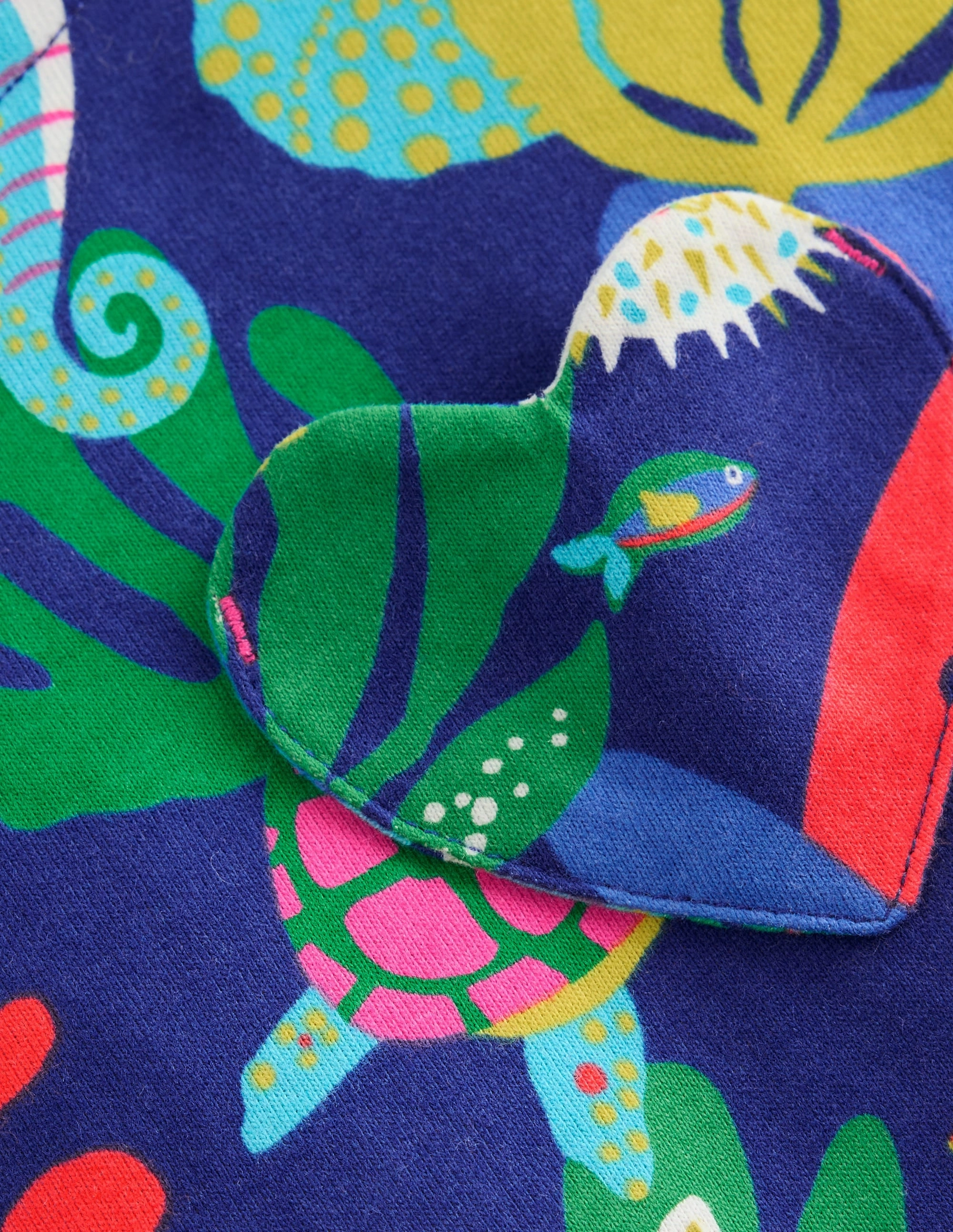 BiasCutSilhouette Heart Pocket Fun Jersey Dress-Multi Coral Reef