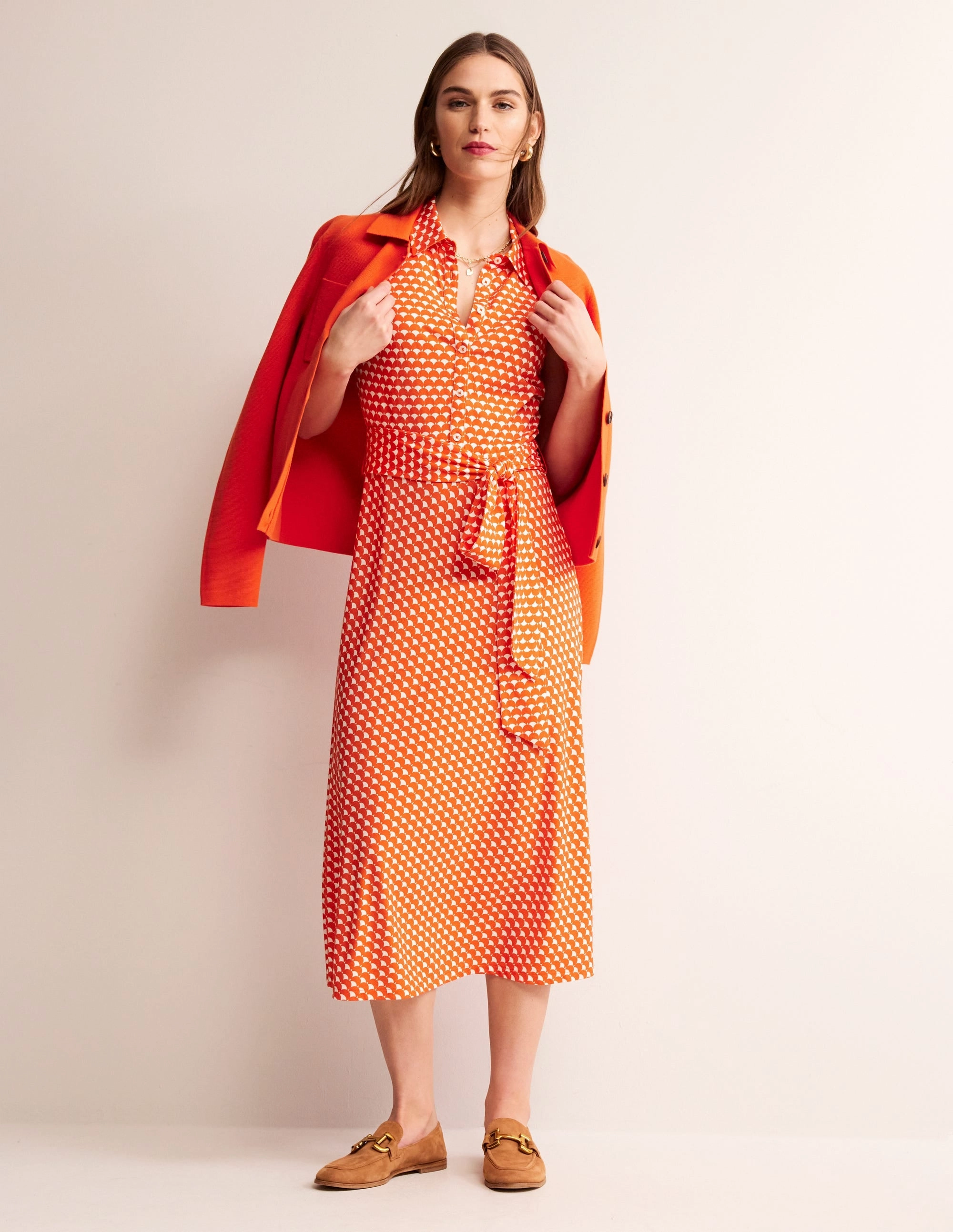 Soft Motion FlexibleClosure Laura Sleeveless Shirt Dress-Mandarin, Crescent Stamp