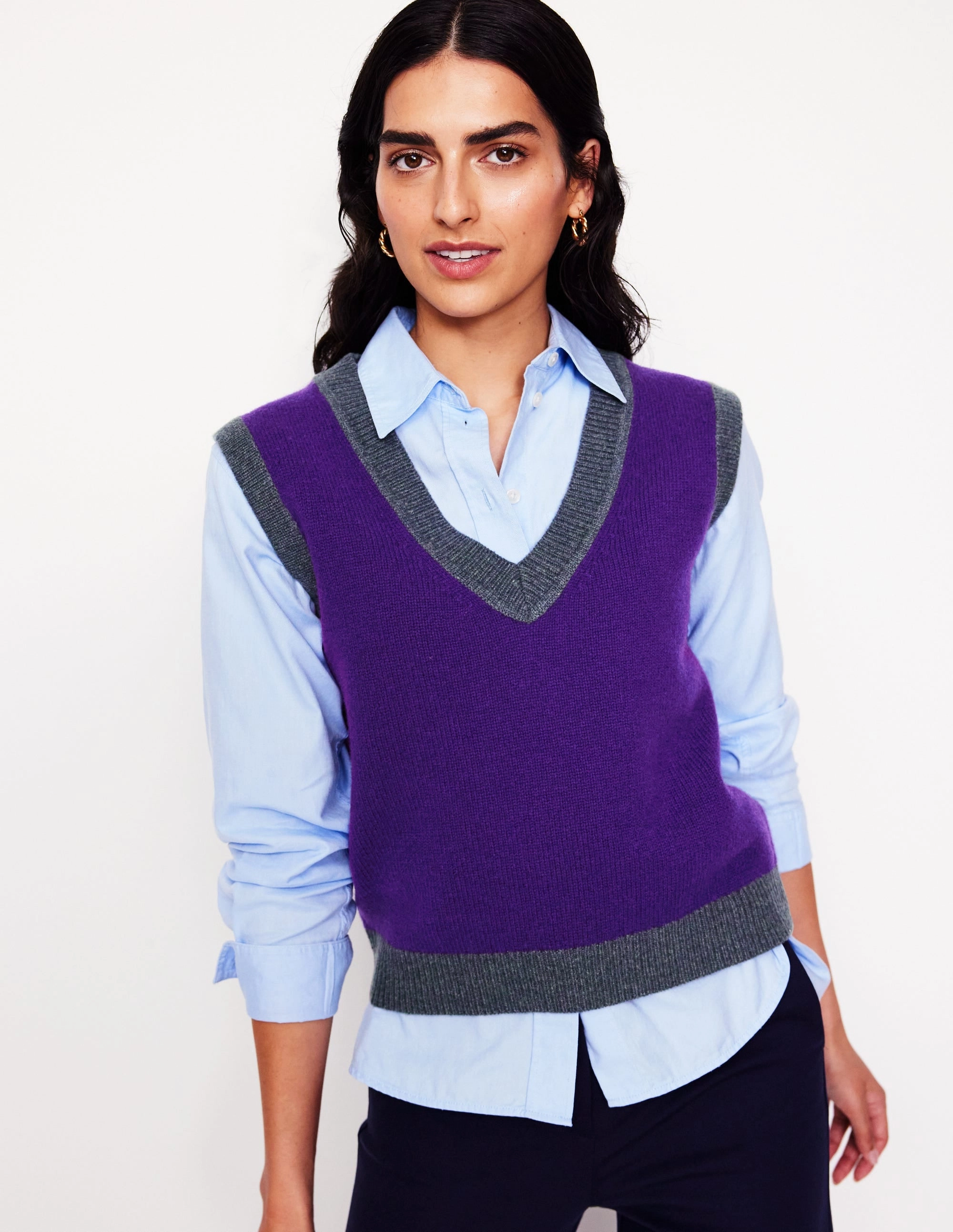 Thermal Air Pocket Olivia Merino Tank-Ameythyst Purple, Colourblock