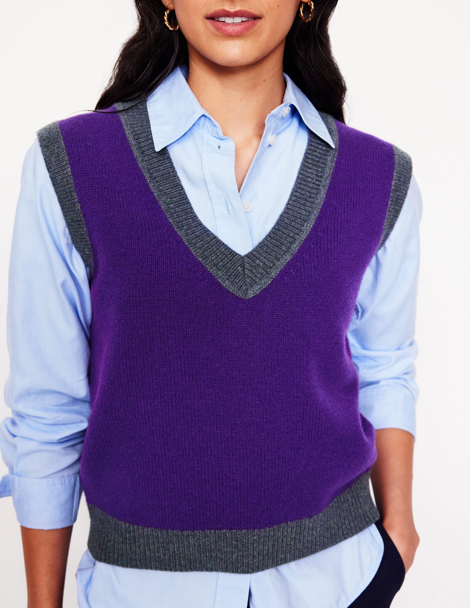 Adjustable Cuff Olivia Merino Tank-Ameythyst Purple, Colourblock