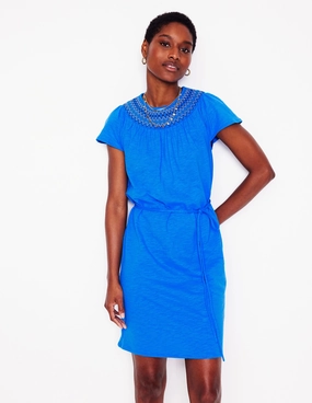 Nina Smocked T-Shirt Dress-Kingfisher Blue Bless Touch