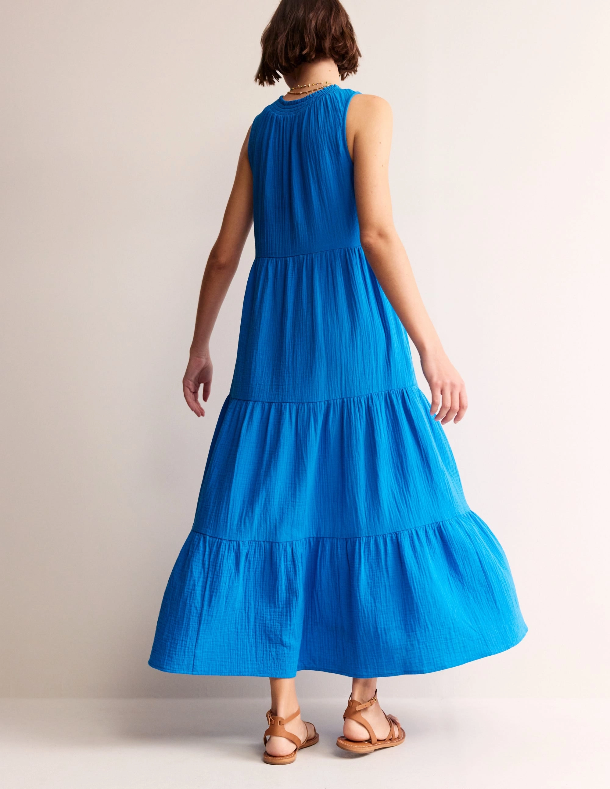 Double Cloth Maxi Tiered Dress-Indigo Bunting Formal dinner wear