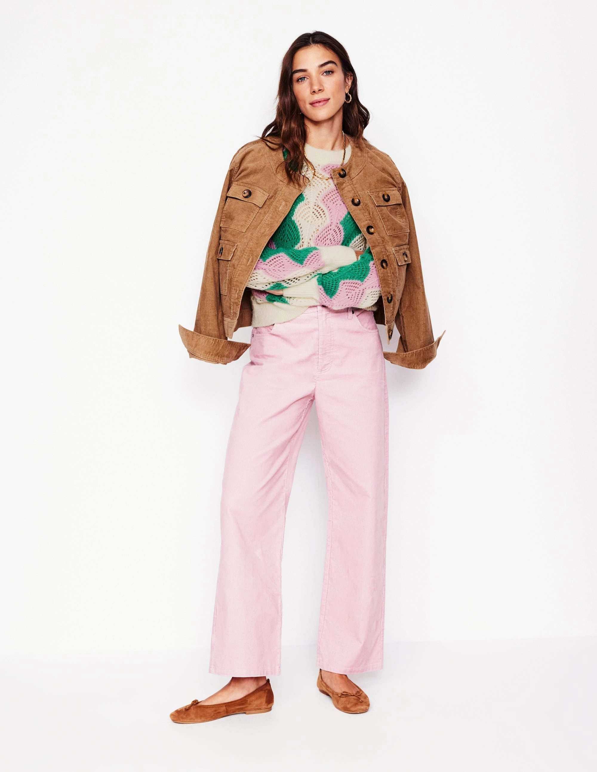 Alice Fluffy Raglan Jumper-Warm Ivory/ Soft Lavender Pink Crew Neckline Microfiber Inner Layer