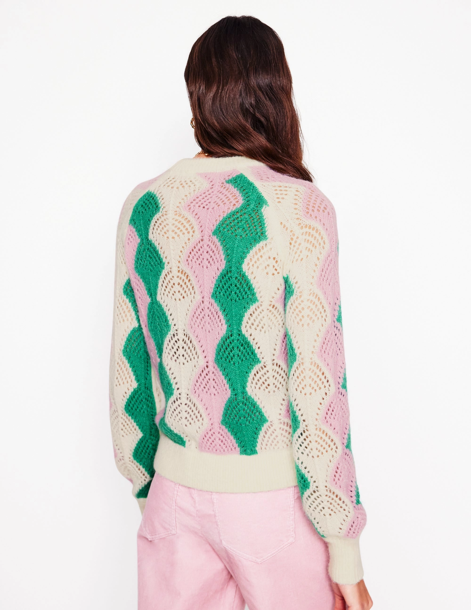 Street Warmth Alice Fluffy Raglan Jumper-Warm Ivory/ Soft Lavender Pink