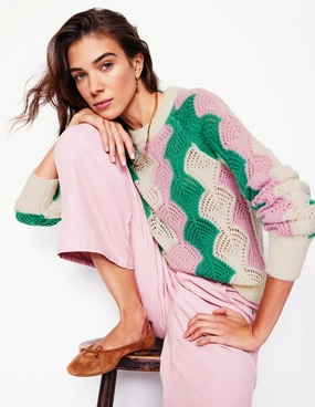 Alice Fluffy Raglan Jumper-Warm Ivory/ Soft Lavender Pink Chill Vibe