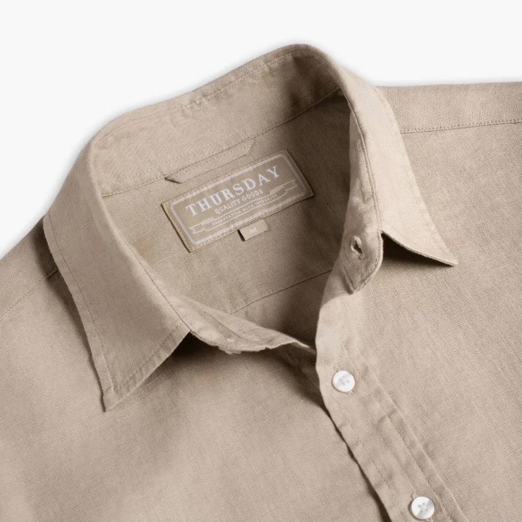 Smooth Cotton Blend Linen Shirt | Taupe