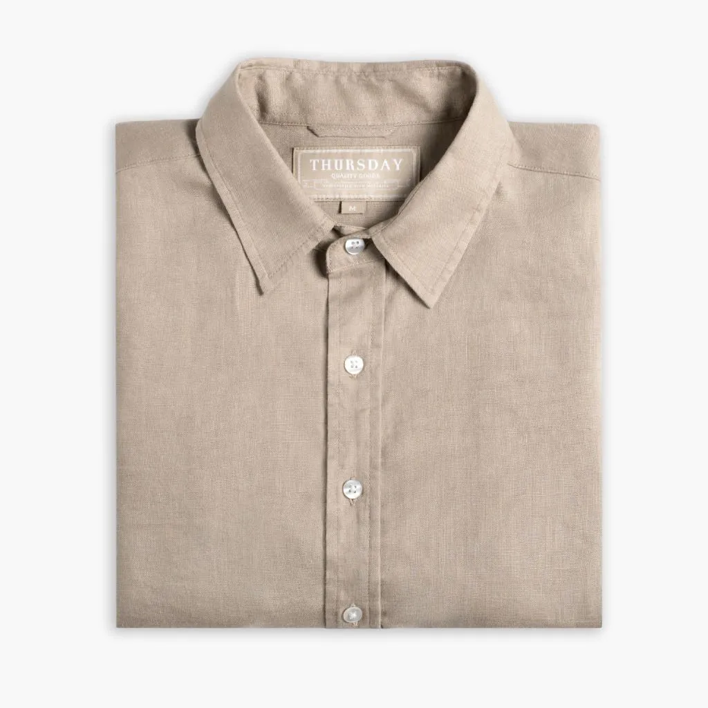 Timeless Appeal Sporty Look Linen Shirt | Taupe