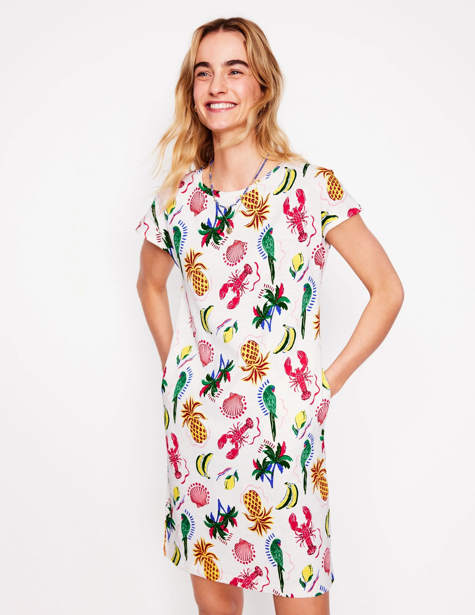 Sleek Touch Daily Flex Leah Jersey T-shirt Dress-Tropical Bonanza Vine