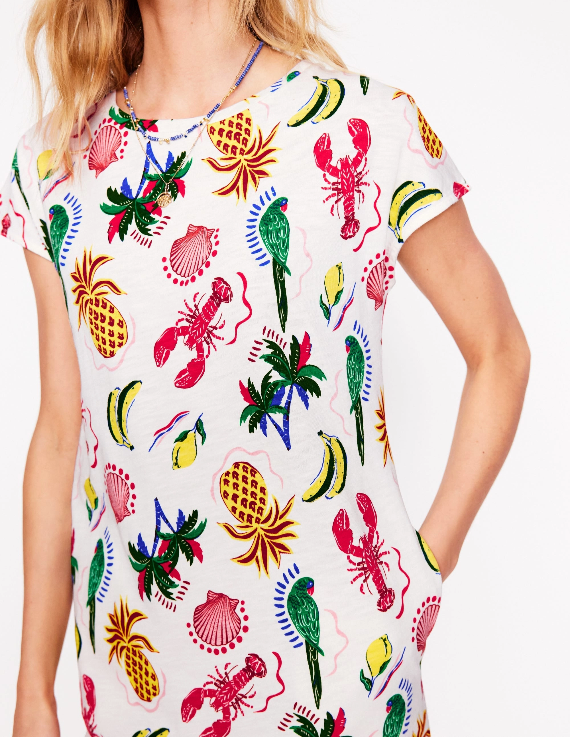 Leah Jersey T-shirt Dress-Tropical Bonanza Vine Romantic Style Fresh Fit