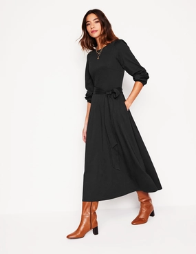 Leandra Jersey Midi Dress-Black Travel-Style Flexible Waist