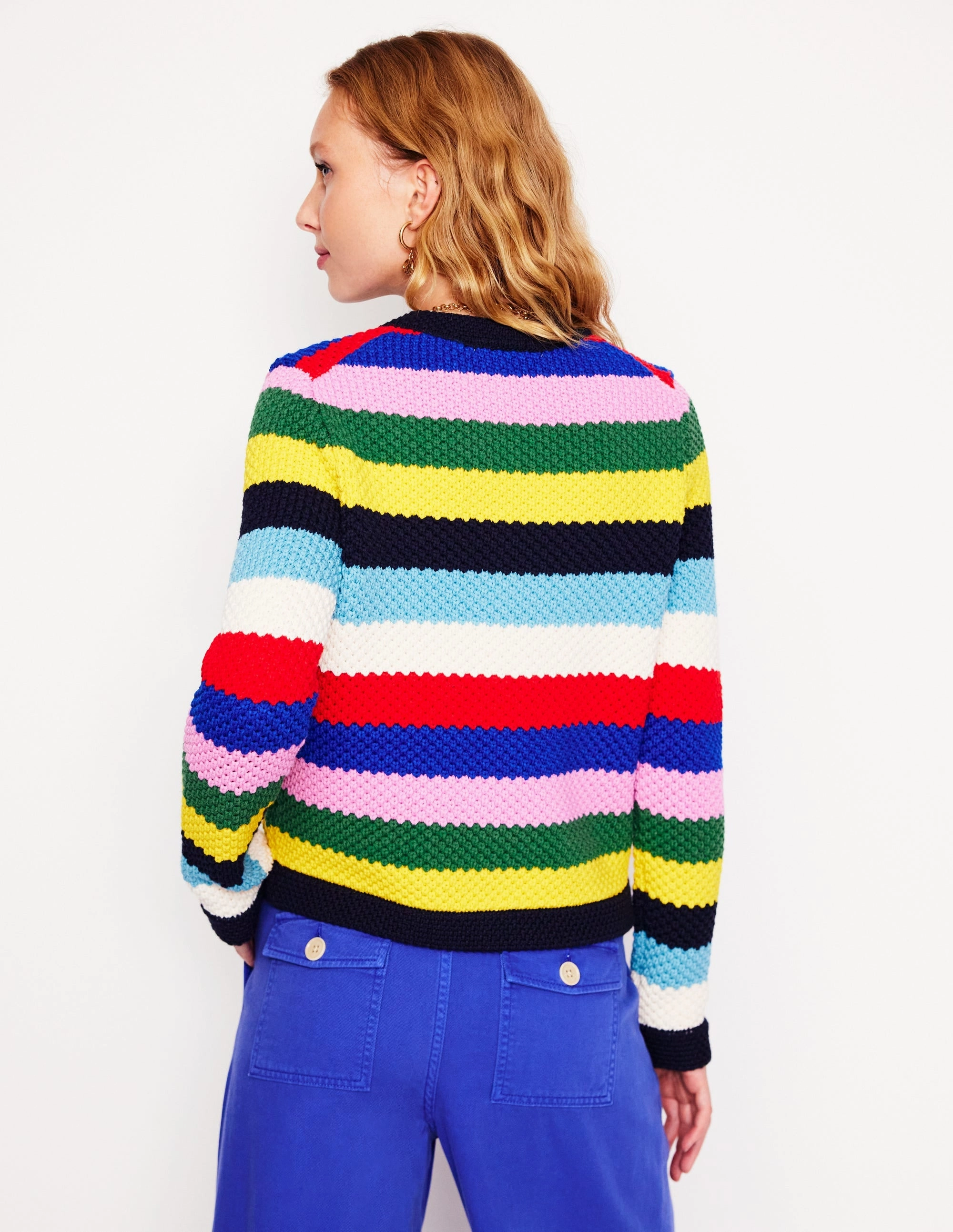 Libby Knitted Jacket-Poppy Red, Blue Multi MultiDirectional Elasticity Lightweight Material