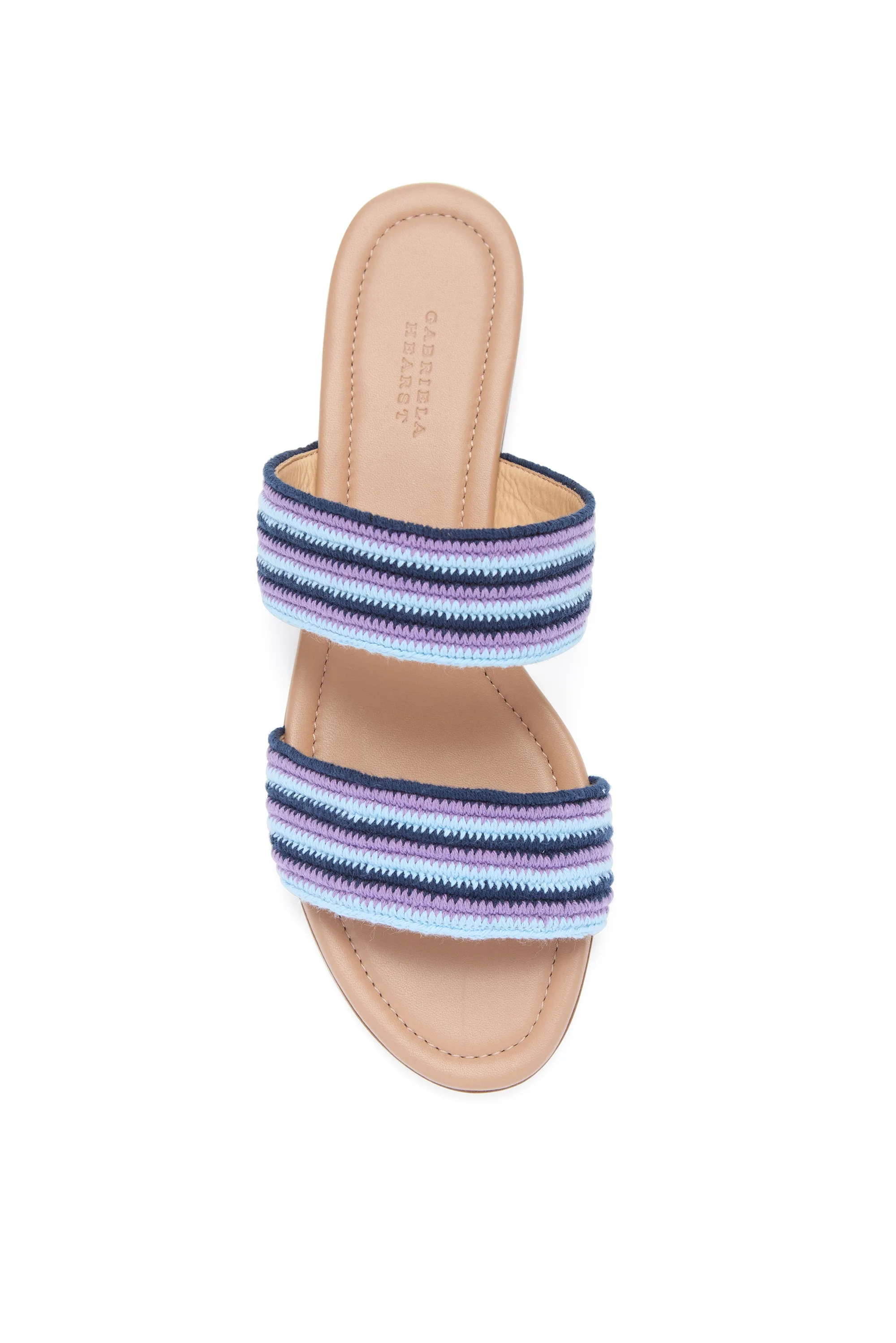 Forest trail Flexible Footwear Lora Flat Sandal in Navy Multi Nappa Leather Crochet