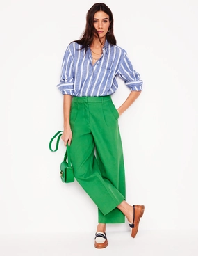Relaxed Waistband Sadie Relaxed Linen Shirt-Bright Blue Woven Breton