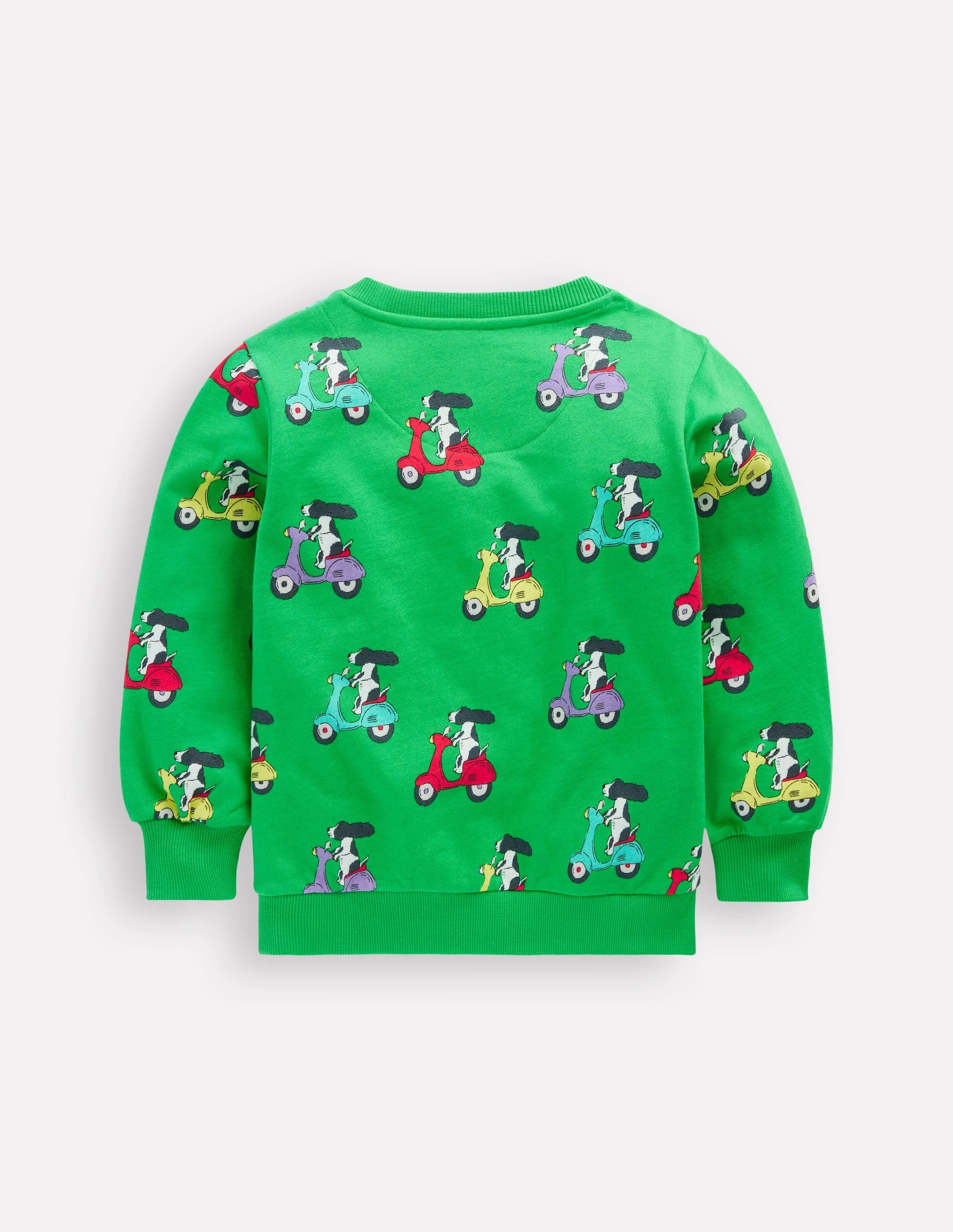 Autumn coziness Elastic Fit Printed Sweatshirt-Sapling Green Puppy Scooter