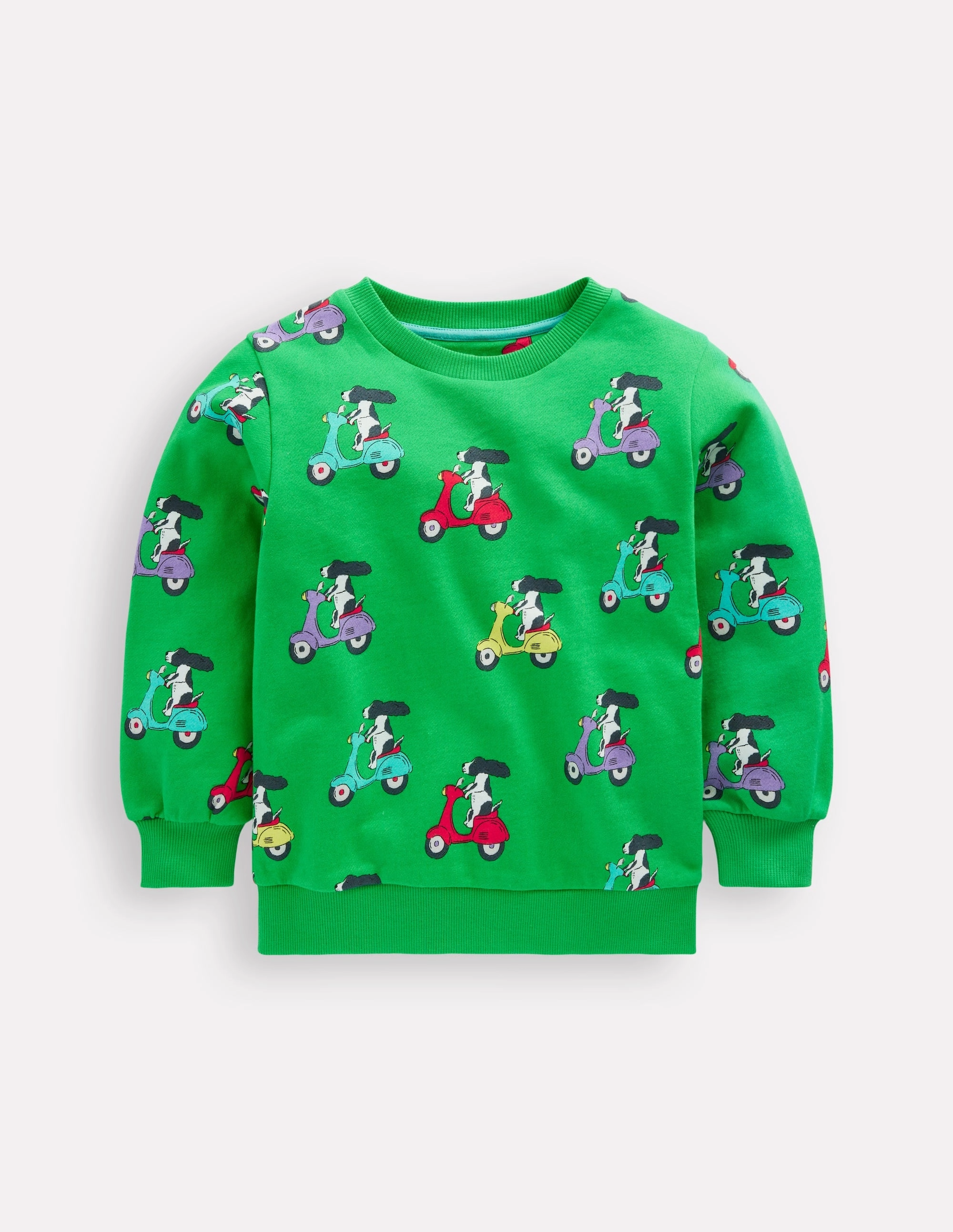 Casual Day Wear Printed Sweatshirt-Sapling Green Puppy Scooter