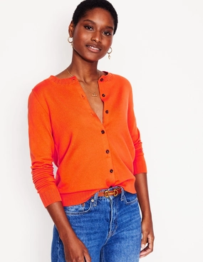 Emilia Cotton Crew Cardigan-Mandarin Orange OdorResistant Fabric