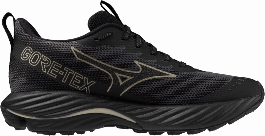 Mizuno Wave Rider GORE-TEX 2 Womens Trail Running Shoes - Black dirt path