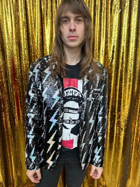 Any Old Iron Men's Black Side of Lightning Blazer Jacket Advantage