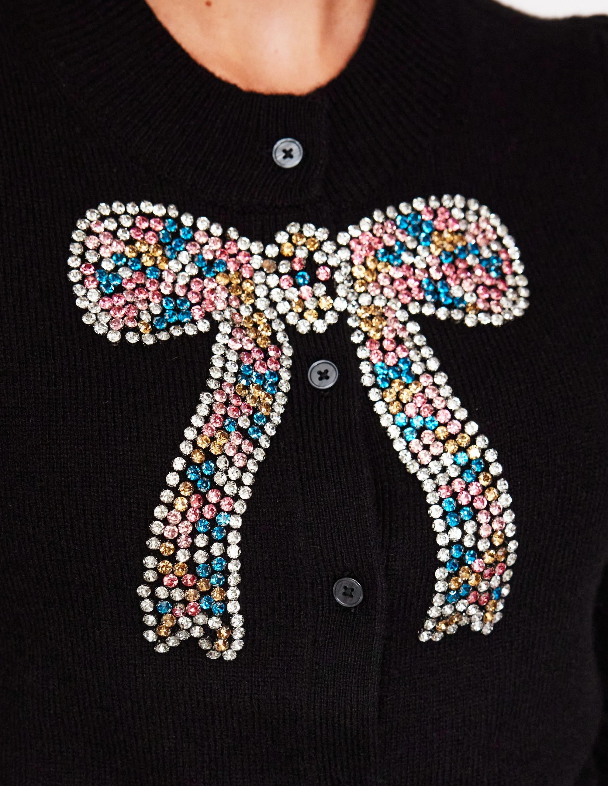 All Time Work Day Fenella Embellished Cardigan-Black