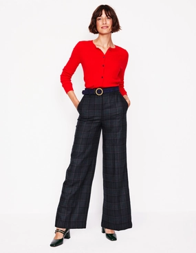 Anti Static Fabric Westbourne Wool Blend Trousers-Navy and Green Check