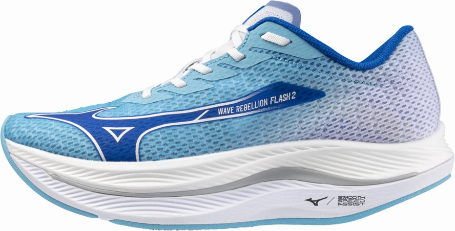 running in windy weather shoes Mizuno Wave Rebellion Flash 2 Mens Running Shoes - Blue