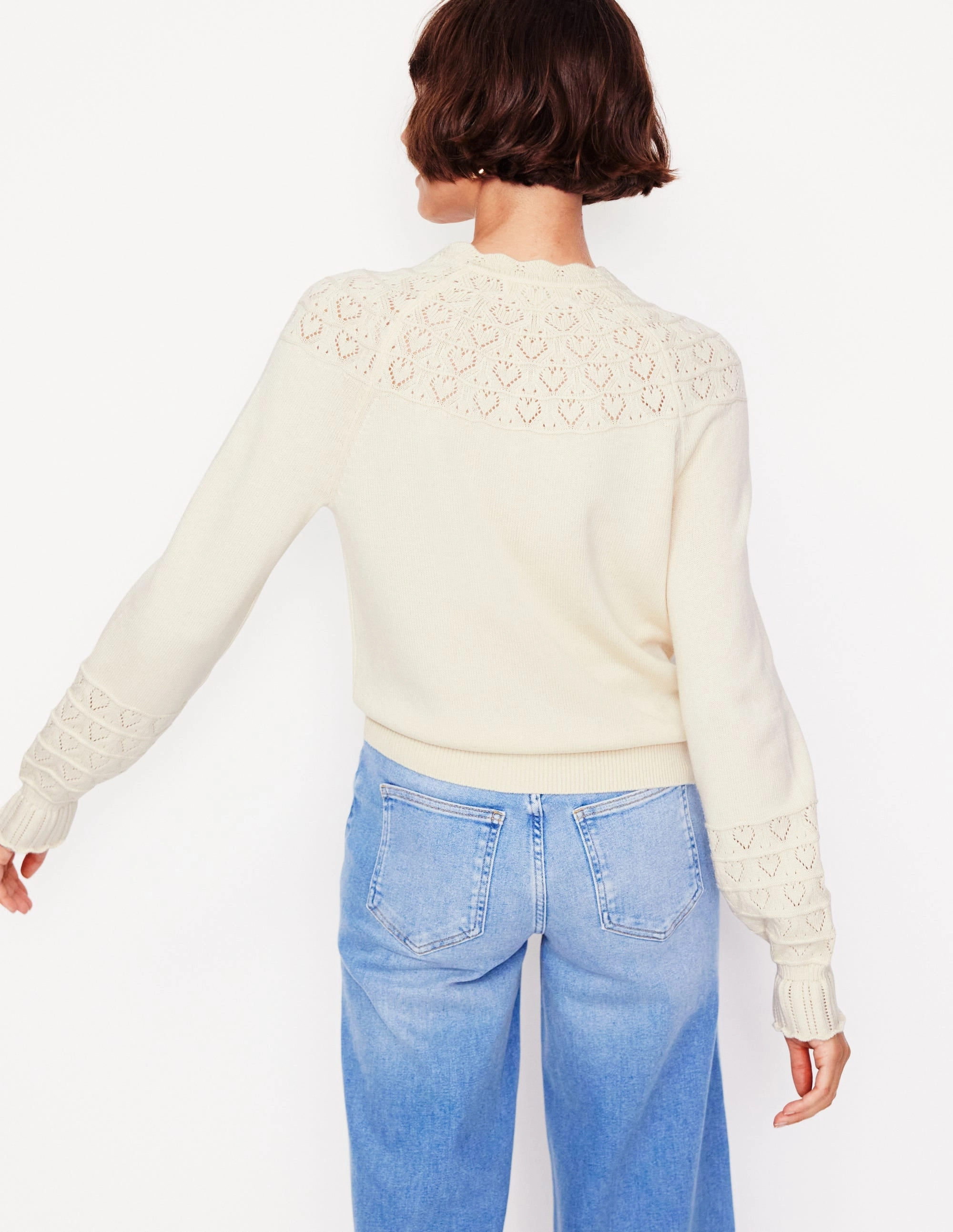 Pretty Raglan Cardigan-Warm Ivory Eco Friendly Fibers Ribbed Hem Detail