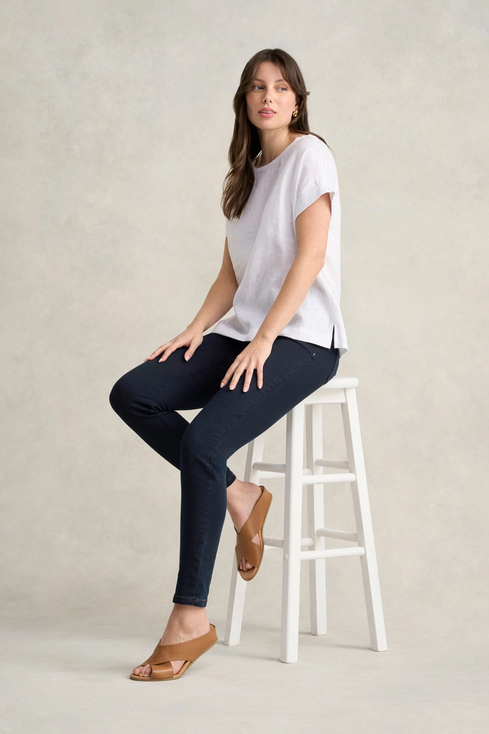 UVProtectionCoating Linen Mix Top - White