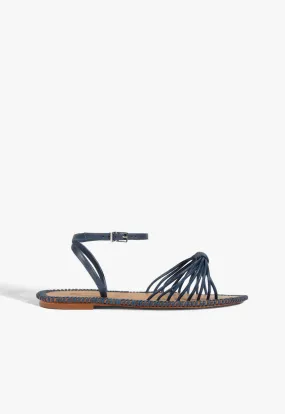 Air Walk Beach-ready Footwear Livia Blue Leather Flat Sandal