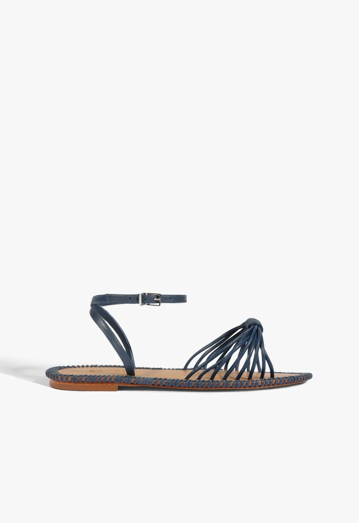 Closed Toe Livia Blue Leather Flat Sandal
