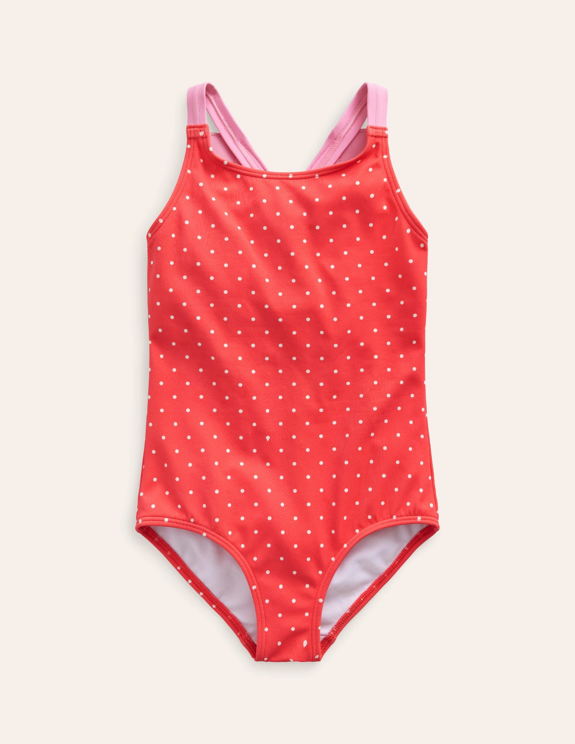 Neutral-Palette Logo Back Swimsuit-Coral Spot Butterfly