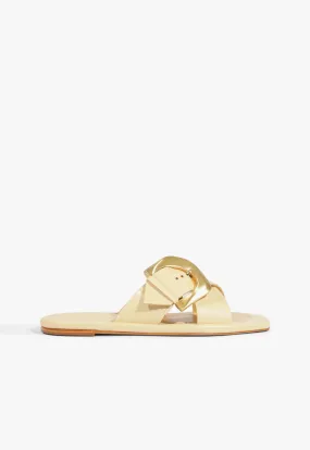 Purple Soft Lois Beige Leather Flat Sandal