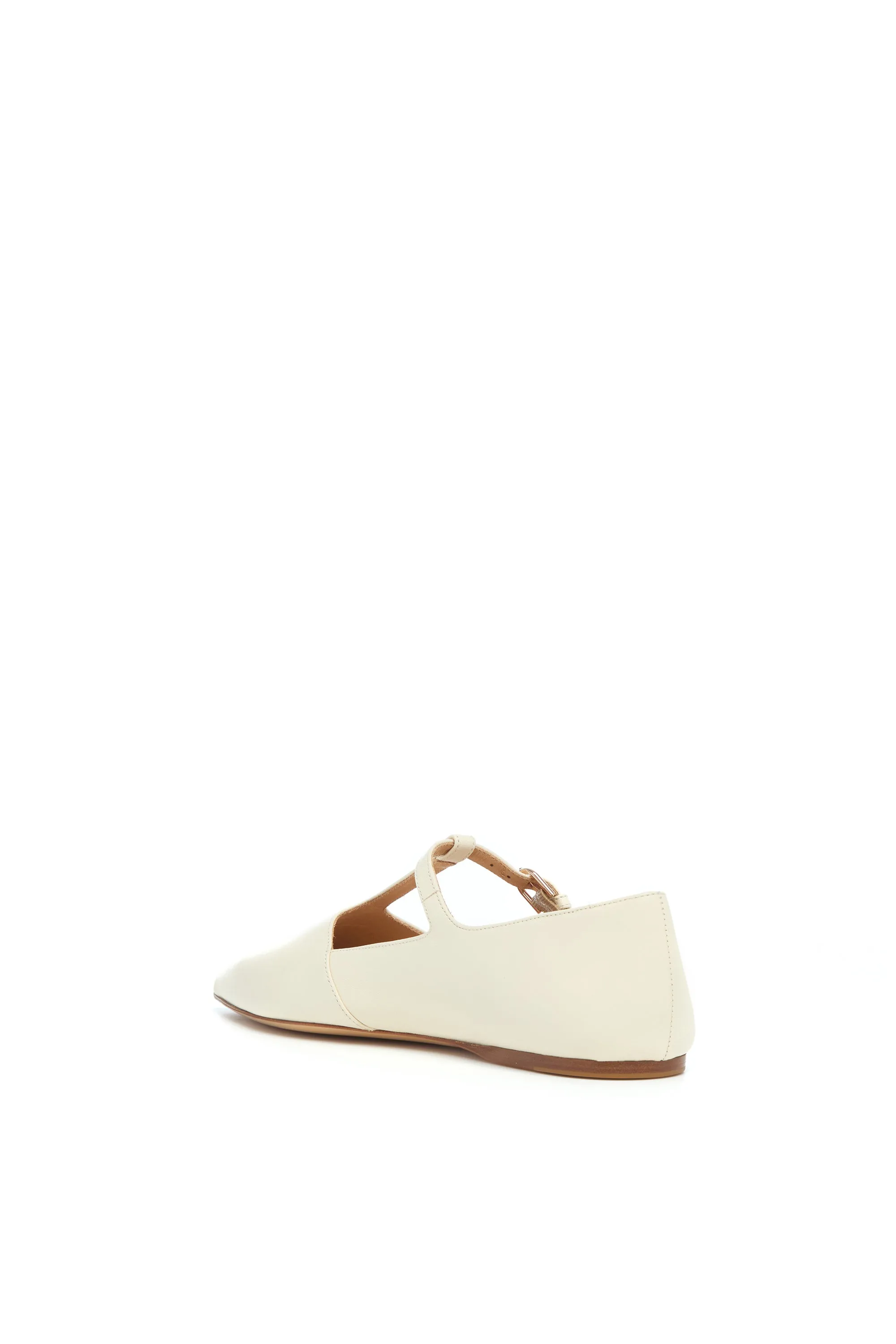 Lola Ballerina Flat Shoe in Cream Nappa Leather Cushioned Comfort