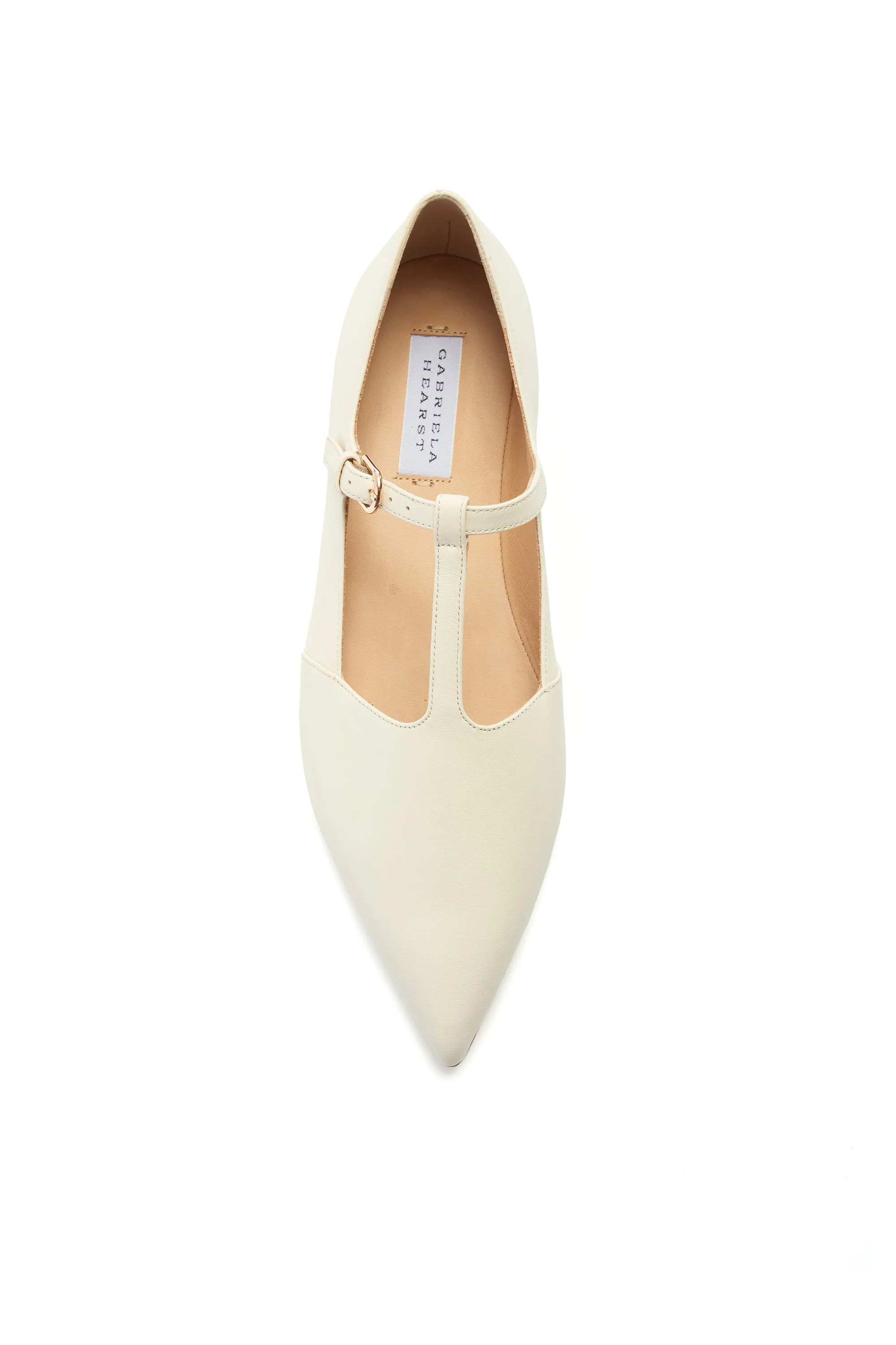 Lola Ballerina Flat Shoe in Cream Nappa Leather Zip Fast