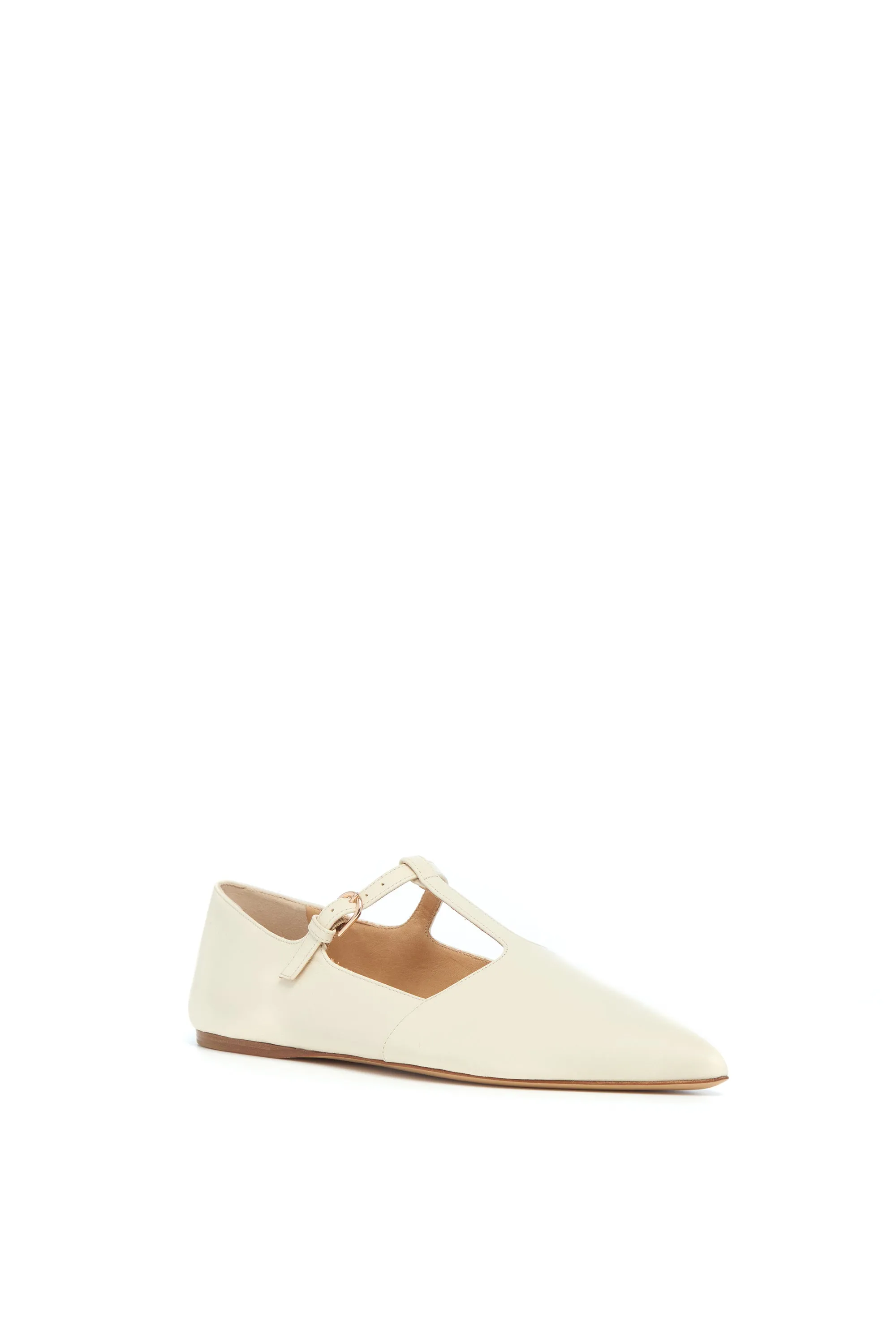 Lola Ballerina Flat Shoe in Cream Nappa Leather Arch support