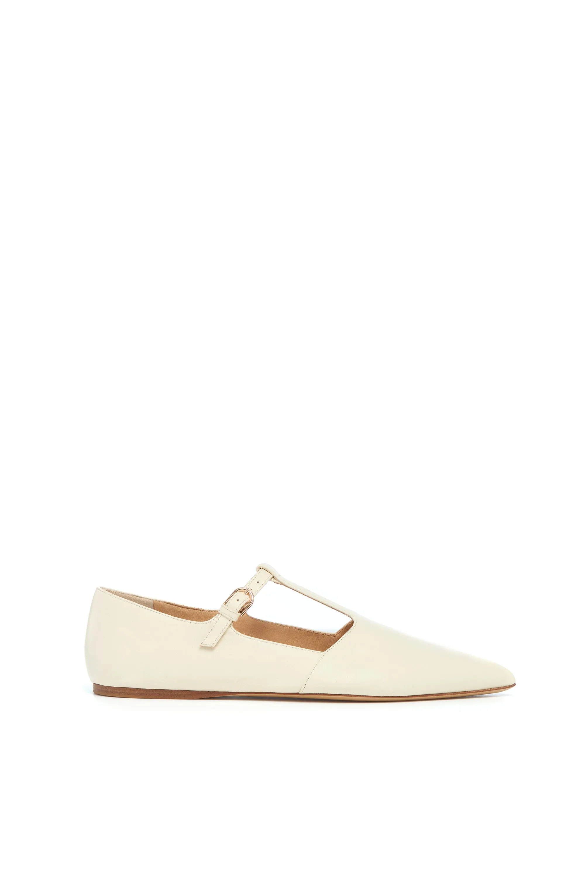 Light Comfort Flats Lola Ballerina Flat Shoe in Cream Nappa Leather