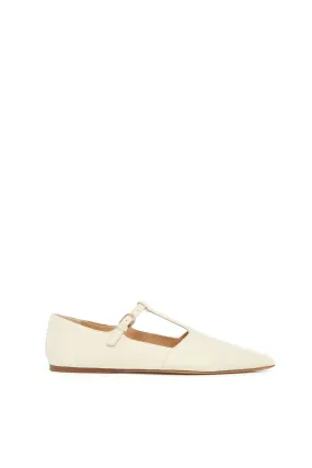 Light Comfort Flats Lola Ballerina Flat Shoe in Cream Nappa Leather