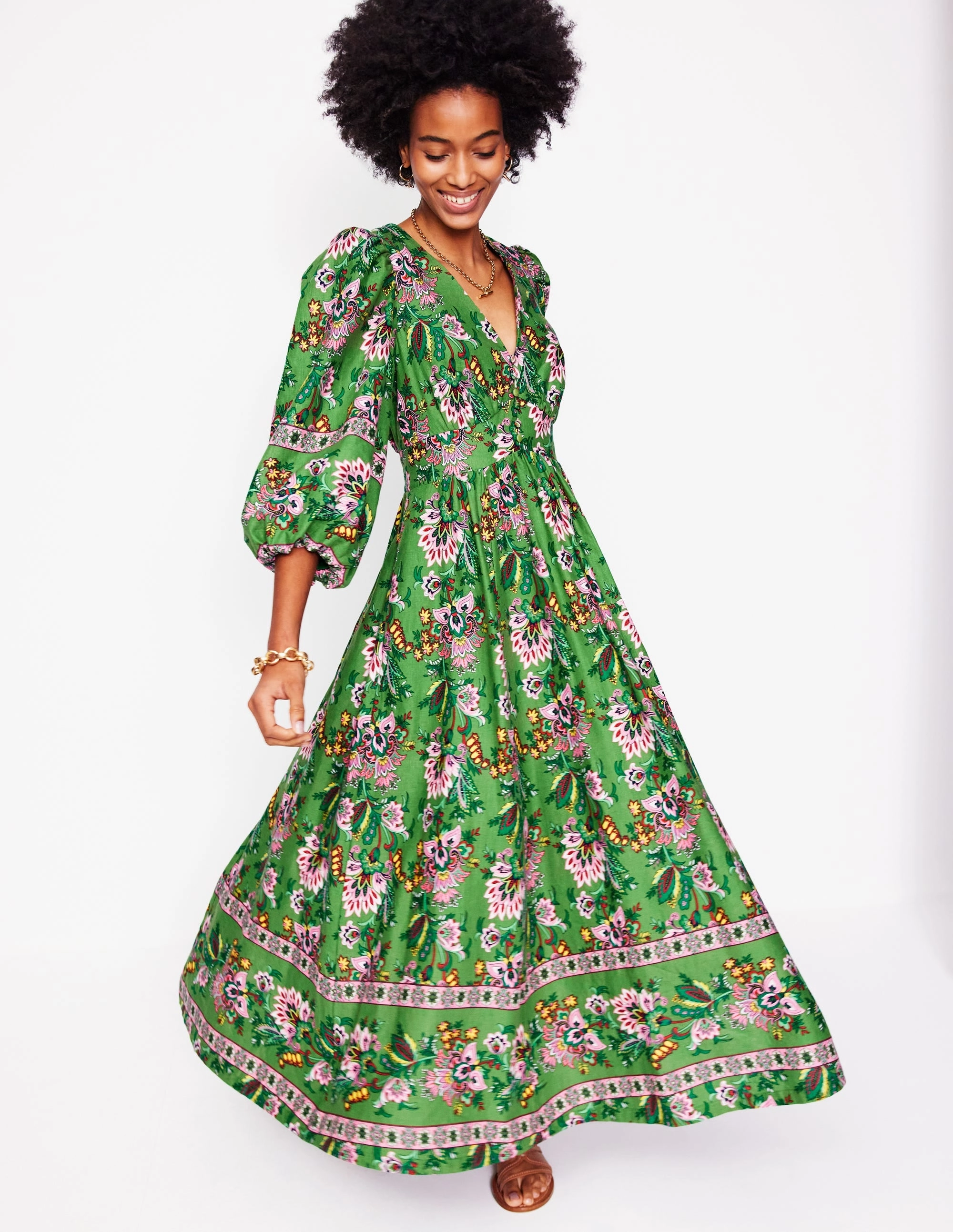 Lola Blouson Maxi Dress-Green, Botanica Terrace Easy Go
