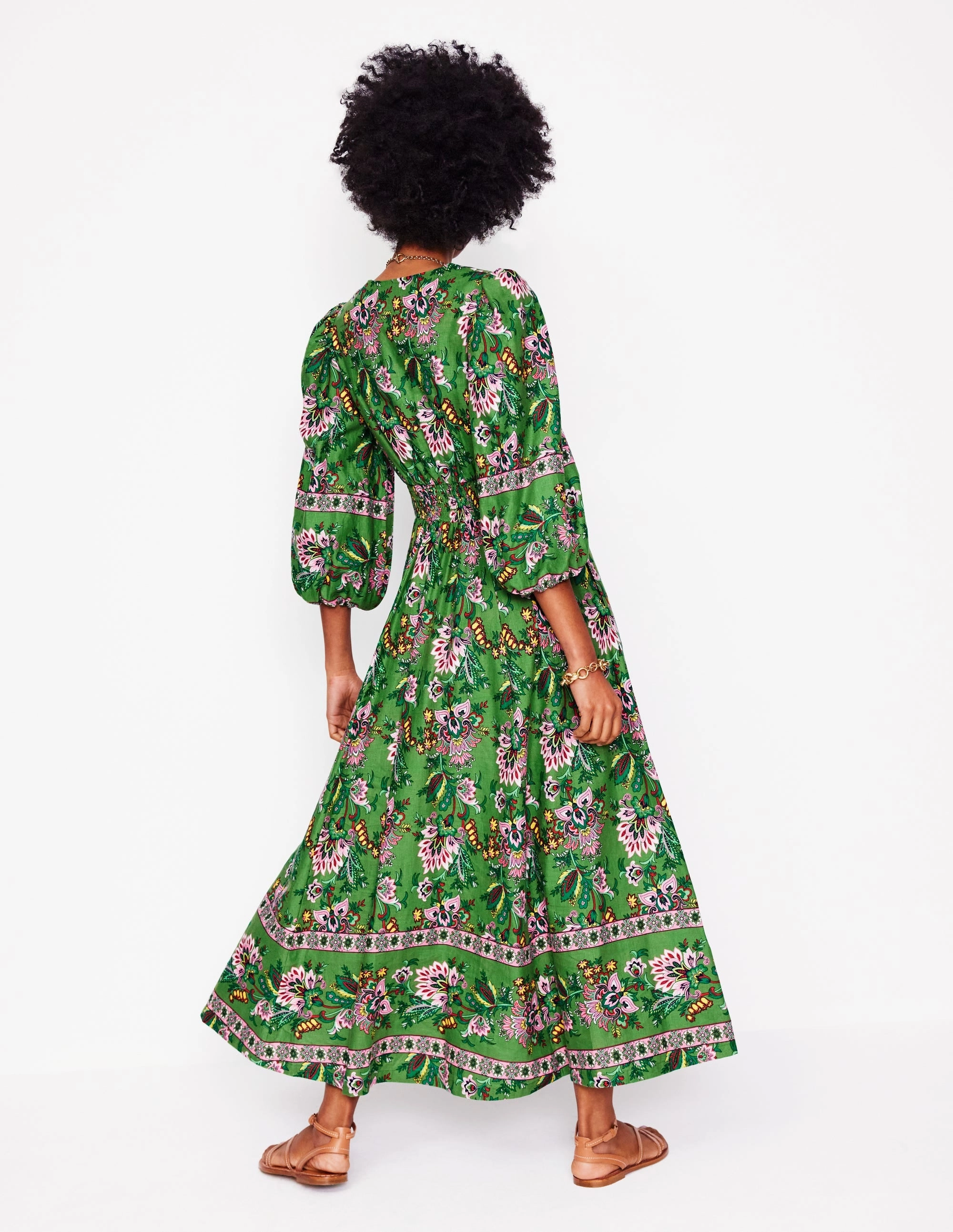 Happy Glow Lola Blouson Maxi Dress-Green, Botanica Terrace