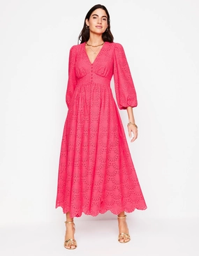 Street Elegance hypoallergenic Lola Broderie Maxi Dress-Camelia Pink