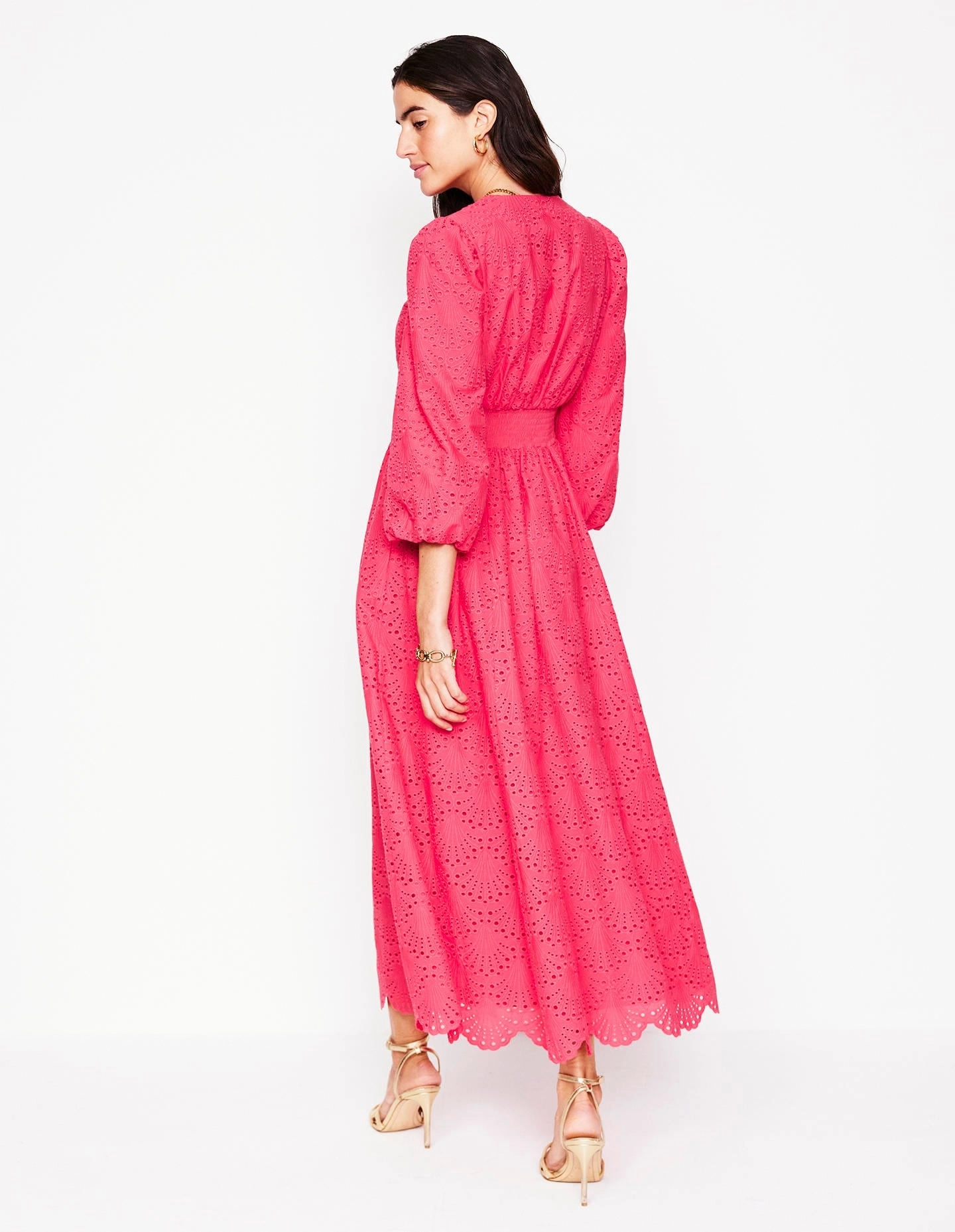 Smart Lines Lola Broderie Maxi Dress-Camelia Pink