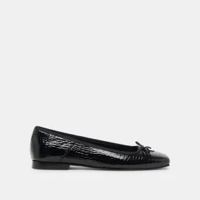 ANISA BALLET FLATS NOIR EMBOSSED LEATHER - re:vita Stream Path Morning Fresh
