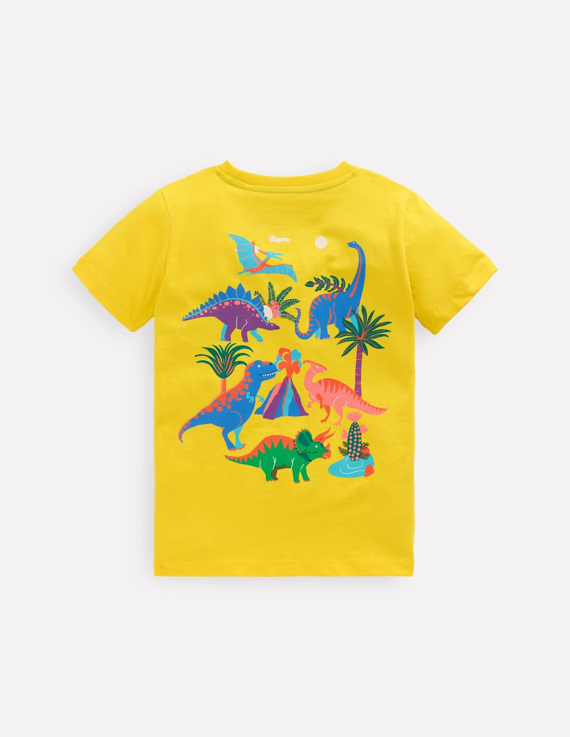 Front & Back Printed T-shirt-Pineapple Yellow Dino Outdoor Adventure
