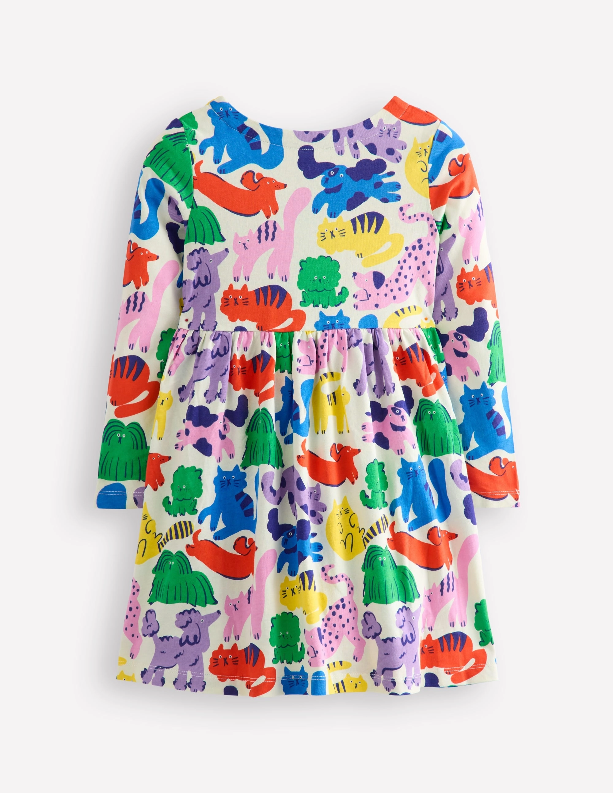 Silky Silhouette Long-Sleeved Fun Jersey Dress-Multi Oatmeal Rainbow Pets
