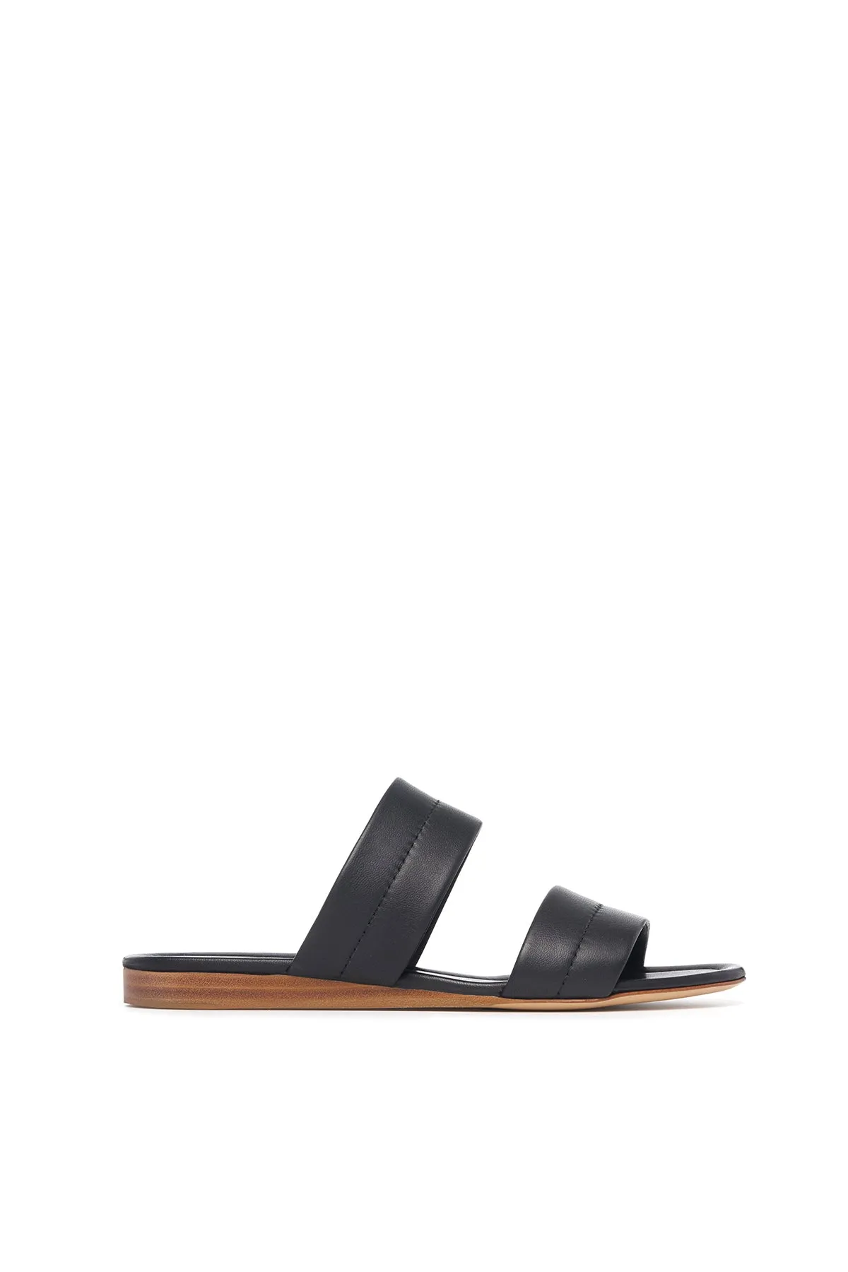 Lora Flat Sandal in Black Nappa Leather Urban Explorer Shoes Party Walk